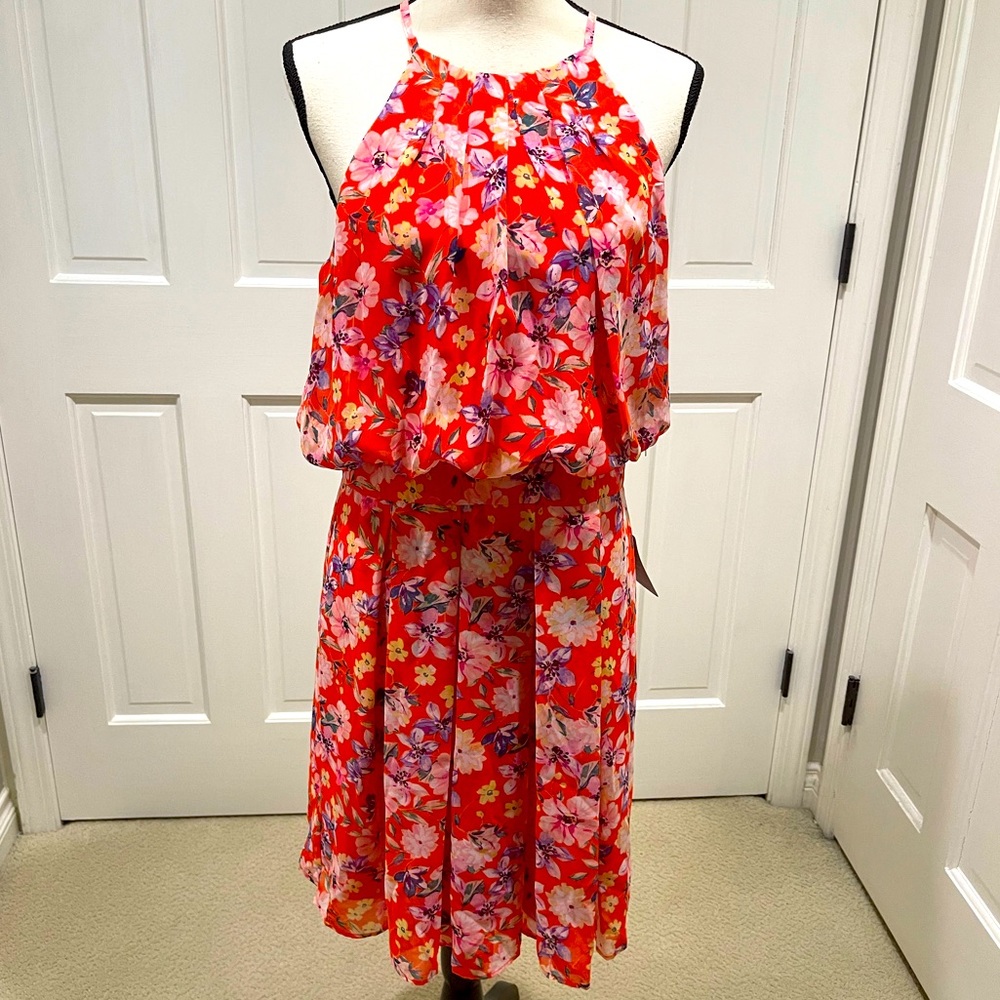 Eliza J red floral dress. Size 12. New with tags!